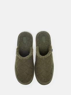 Joules Homebound Dark Green Quilted Slippers DarkGreen