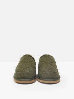 Joules Homebound Dark Green Quilted Slippers DarkGreen