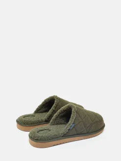 Joules Homebound Dark Green Quilted Slippers DarkGreen