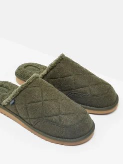 Joules Homebound Dark Green Quilted Slippers DarkGreen
