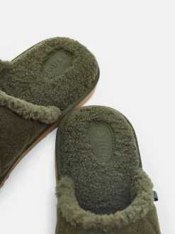 Joules Homebound Dark Green Quilted Slippers DarkGreen