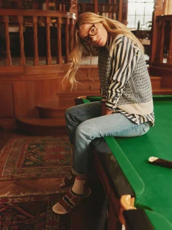 Online Joules Ingrid Patterned Knitted Vest Cream/Navy