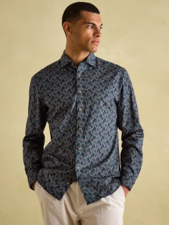New Joules Invitation Navy Paisley Cotton Shirt NavyPaisley