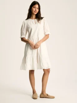 Clearance Joules Isabel Cotton Broderie Dress White