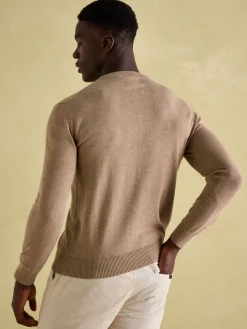 Discount Joules Jarvis Light Brown Crew Neck Knitted Jumper LightBrown
