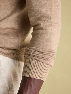 Discount Joules Jarvis Light Brown Crew Neck Knitted Jumper LightBrown