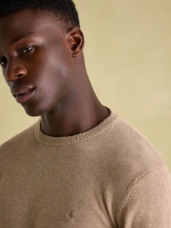 Discount Joules Jarvis Light Brown Crew Neck Knitted Jumper LightBrown