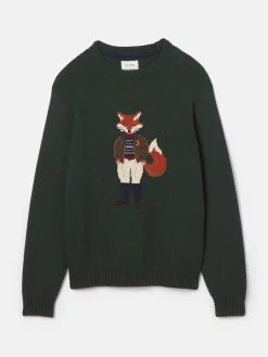 Online Joules Jonty Intarsia Crew Knit Jumper Green