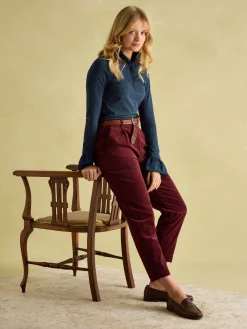 Clearance Joules Kate Navy Sparkle Long Sleeve Frilled Neck Top NavySparkle