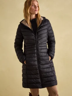Joules Kenley Showerproof Long Padded Coat with Hood Black