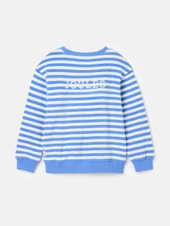 Clearance Joules Kids' Ahoy There Crew Neck Towelling Sweatshirt Blue/White