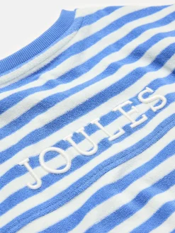 Clearance Joules Kids' Ahoy There Crew Neck Towelling Sweatshirt Blue/White