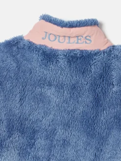 Discount Joules Kids' Always Cosy Blue Colourblock Quarter Zip Borg Fleece BlueColourblock