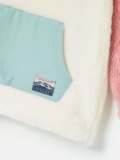 Online Joules Kids' Always Cosy Cream Colourblock Quarter Zip Borg Fleece CreamColourblock