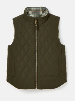 Hot Joules Kids' Atwell Khaki Green Showerproof Reversible Gilet KhakiGreen