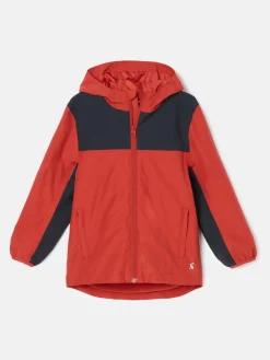 Joules Kids' Ayston Orange Colourblock Waterproof Fleece Lined Raincoat OrangeColourblock