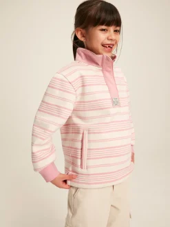 Discount Joules Kids' Burnham Pink Stripe Funnel Neck Sweatshirt PinkStripe