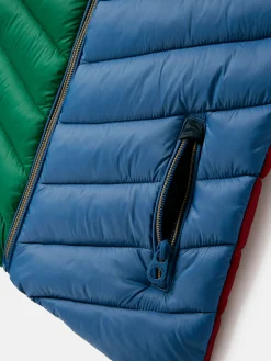 Online Joules Kids' Crofton Blue & Green Hotchpotch Showerproof Quilted Gilet Blue&GreenHotchpotch