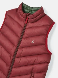 Discount Joules Kids' Crofton Burgundy Red Showerproof Quilted Gilet BurgundyRed