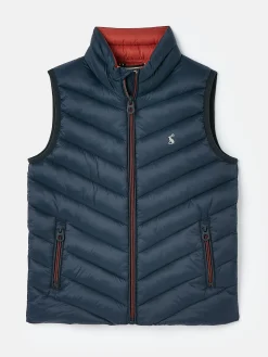 Joules Kids' Crofton Navy Blue Showerproof Quilted Gilet NavyBlue