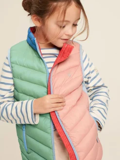 Sale Joules Kids' Crofton Pink Hotchpotch Showerproof Quilted Gilet PinkHotchpotch