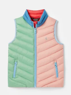 Sale Joules Kids' Crofton Pink Hotchpotch Showerproof Quilted Gilet PinkHotchpotch