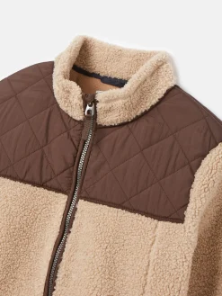 Sale Joules Kids' Eddington Brown & Natural Zip Through Fleece Jacket Brown&Natural