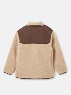 Sale Joules Kids' Eddington Brown & Natural Zip Through Fleece Jacket Brown&Natural