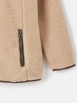 Sale Joules Kids' Eddington Brown & Natural Zip Through Fleece Jacket Brown&Natural