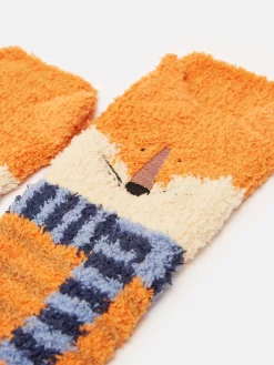 Hot Joules Kids' Fluffy Character Socks Orange