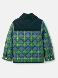 Online Joules Kids' Freddie Green Check Quilted Checked Jacket GreenCheck