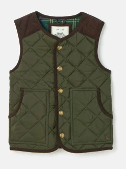 Joules Kids' Gibson Khaki Green Quilted Gilet KhakiGreen