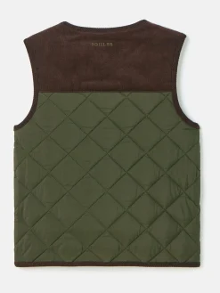 Joules Kids' Gibson Khaki Green Quilted Gilet KhakiGreen