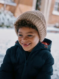 Joules Kids' Padwell Navy Blue Waterproof Padded Coat with Hood NavyBlue