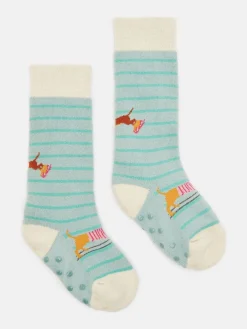 Clearance Joules Kids' Runaround Grippy Socks Blue