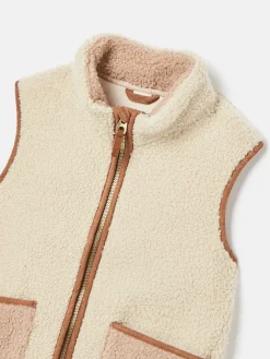 Sale Joules Kids' Sadie Cream & Natural Borg Fleece Gilet Cream&Natural