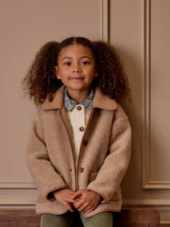 Hot Joules Kids' Sadie Borg Fleece Jacket Natural