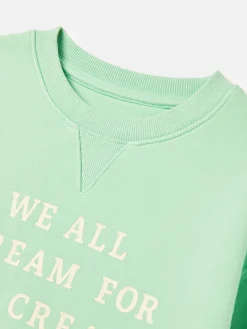 Discount Joules Kids' Sundaze Crew Neck Slogan Sweatshirt Green