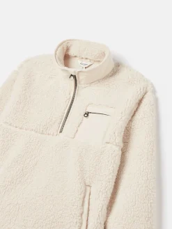 Clearance Joules Kids' Tilly Half Zip Borg Fleece Cream