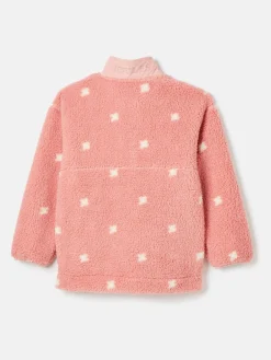 Online Joules Kids' Tilly Pink Spot Half Zip Borg Fleece PinkSpot