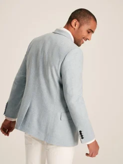 Joules Light Blue Herringbone Texture Slim Fit Blazer LightBlue
