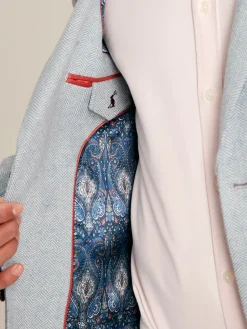 Joules Light Blue Herringbone Texture Slim Fit Blazer LightBlue