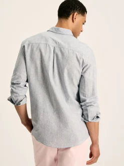 Discount Joules Linen Blend Blue Stripe Plain Long Sleeve Shirt BlueStripe