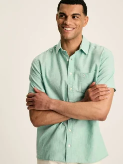 Online Joules Linen Blend Plain Short Sleeve Shirt Green