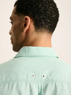 Online Joules Linen Blend Plain Short Sleeve Shirt Green