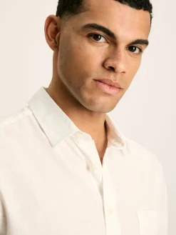 Outlet Joules Linen Blend Plain Short Sleeve Shirt White