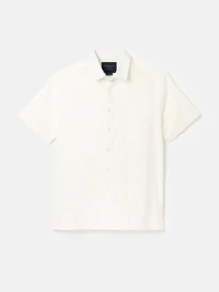 Outlet Joules Linen Blend Plain Short Sleeve Shirt White