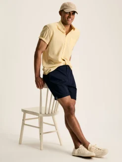 New Joules Linen Blend Plain Short Sleeve Shirt Yellow