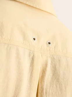 New Joules Linen Blend Plain Short Sleeve Shirt Yellow