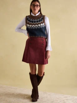 Outlet Joules Lowry Knitted Fair Isle Vest Cream/Navy